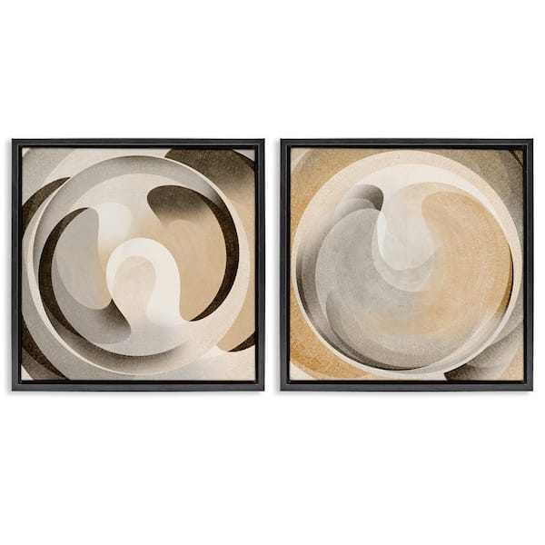 Stupell Industries Neutral Circular Vortex by Noah Bay 2-Pieces Black Floater Frame Abstract Graphic Art Print 18 in. x 18 in.