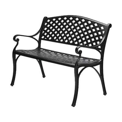 Cast Aluminum Outdoor Benches Patio Chairs The Home Depot Cast Aluminum Outdoor Benches Patio, Black Cast Aluminium Garden Bench