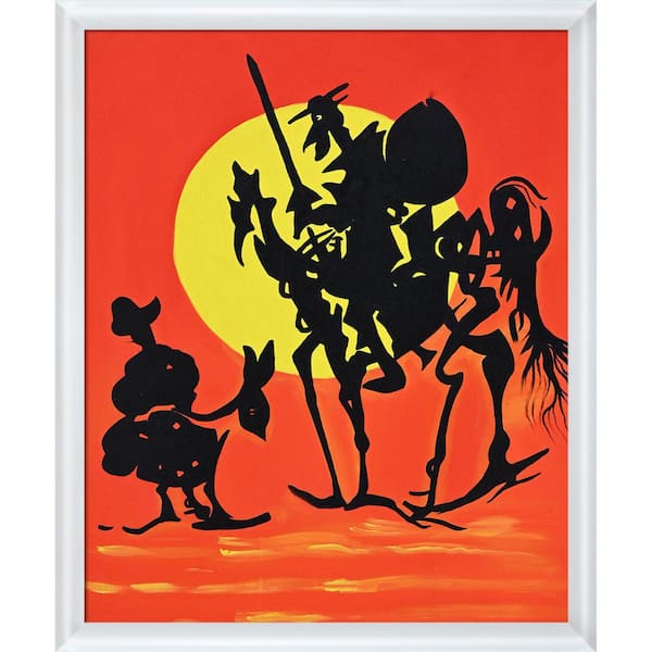LA PASTICHE Don Quixote Reproduction with Moderne Blanc Frame by Nora Shepley Canvas Print
