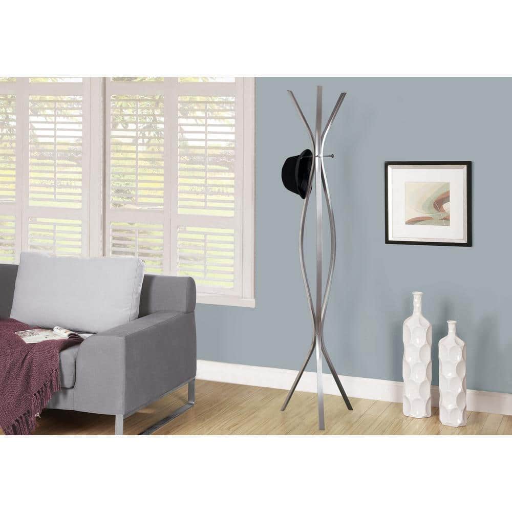 Silver Metal Coat Rack