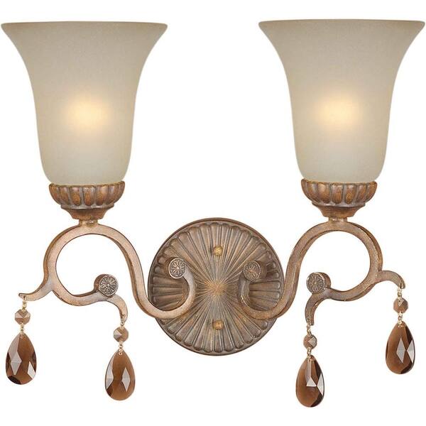 Forte Lighting 2 Light Wall Sconce Rustic Sienna Finish Shaded Umber Glass-DISCONTINUED