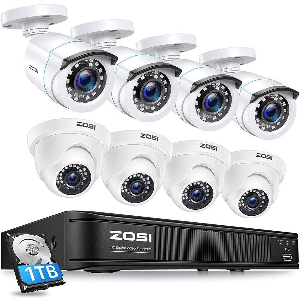 ZOSI 8 Channel 1080p 1TB Hard Drive DVR Security Camera System 