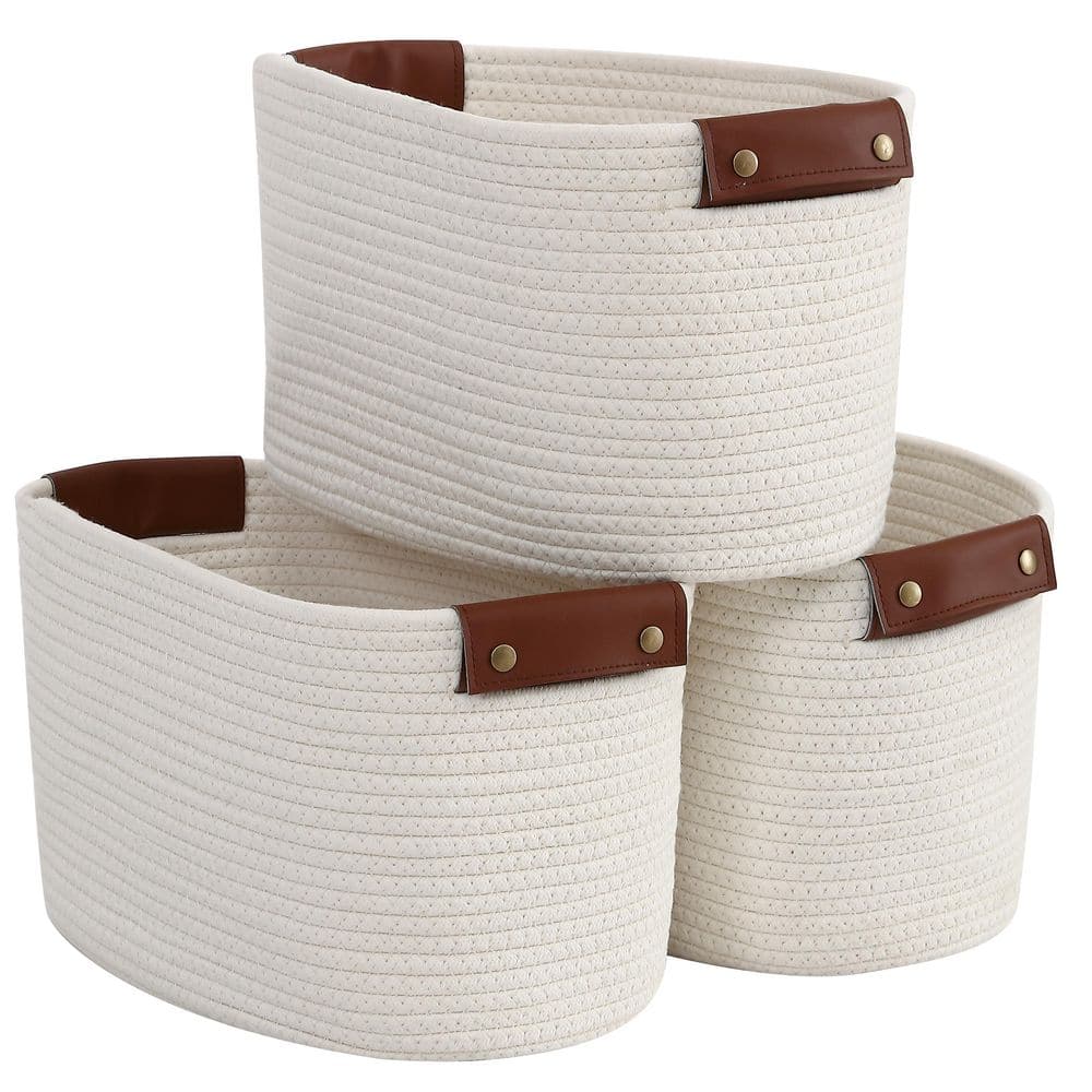 HBlife Wicker Baskets, Set of 3 Hand-Woven Paper Rope Storage