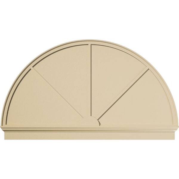 Ekena Millwork 74-in. W x 43-3/4-in. H x 2-3/4-in. P Half Round 3 Spoke Signature Urethane Combination Pediment, Primed Tan