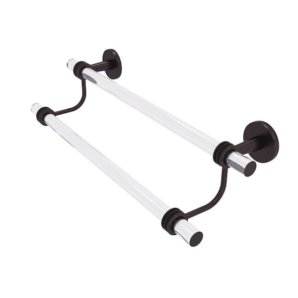 Allied Brass Clearview 24 in. Wall Mounted Double Towel Bar with Dotted Accents in Antique Bronze