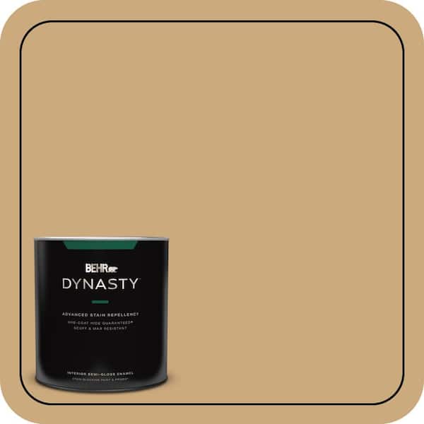 BEHR DYNASTY 1 qt. #S300-4 Flax Straw One-Coat Hide Semi-Gloss Enamel Interior Stain-Blocking Paint and Primer