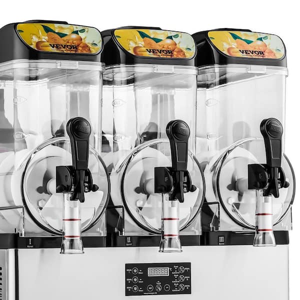 1522 oz. /15Lx3 Triple Tank Slushy Machine, 180 Cups, Stainless Steel, Snow Cone Machine for Home,2025 Upgrade,Silver