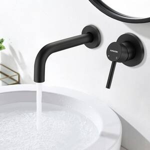 Karwors Single-Handle Elegant Spout Bathroom Wall Mount Faucet in Matte Black