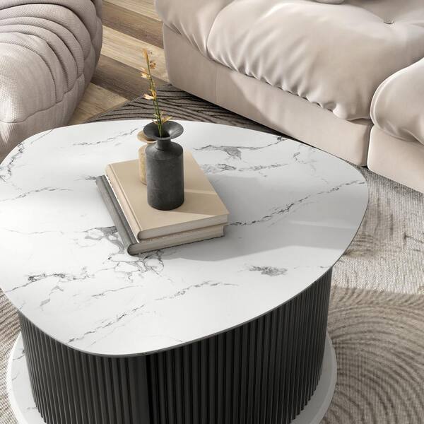 Furniture of America Malo 29 in. Black Triangle Faux Marble