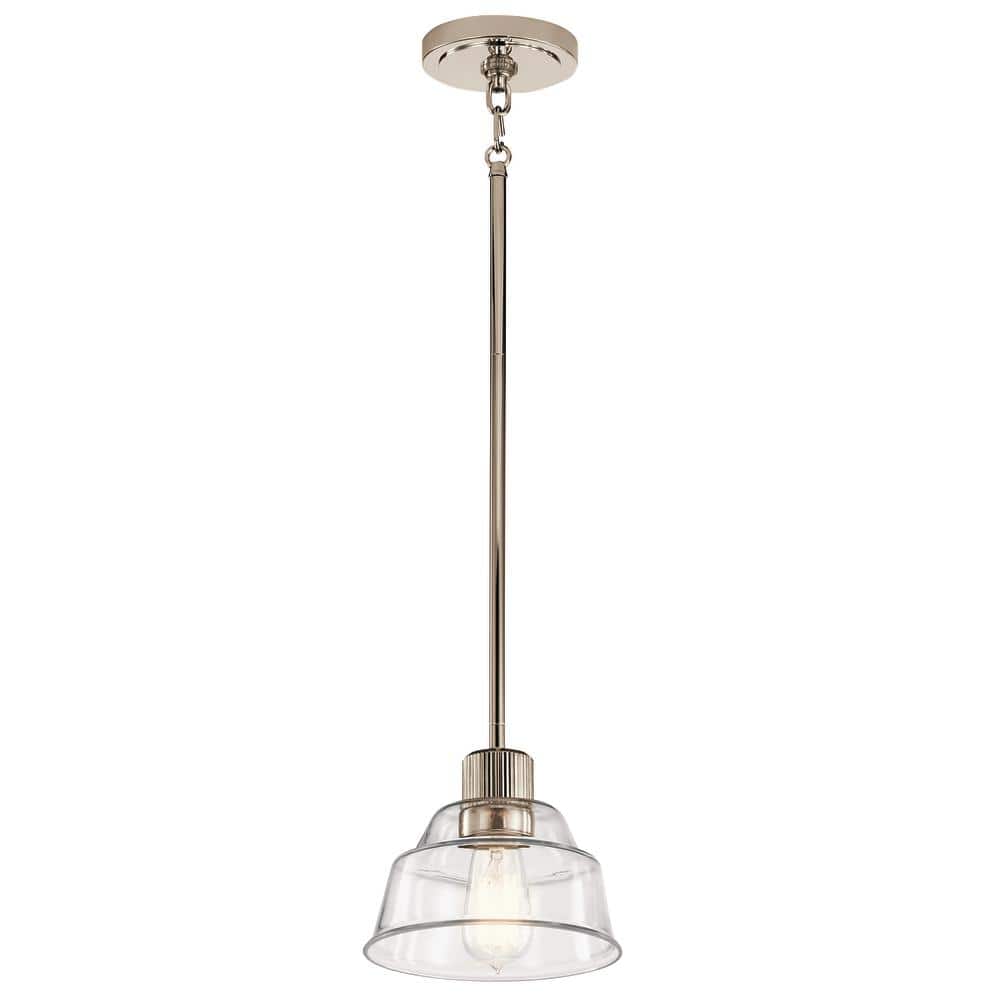 Polished Nickel Mini Pendant with Clear Glass Shade