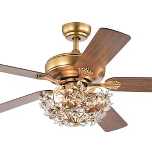 Nickoe 52 in. Gold Indoor Remote Controlled Ceiling Fan with Light Kit
