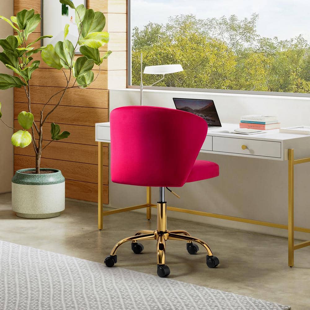 ErgoSwivel Light Fushia Fabric Task Chair with Adjustable Height