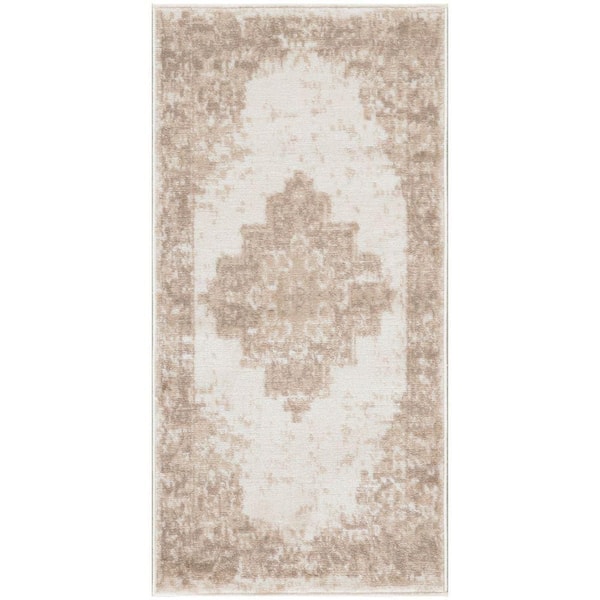 Nourison Grafix Ivory Beige 3 ft. x 5 ft. Center medallion Transitional Area Rug