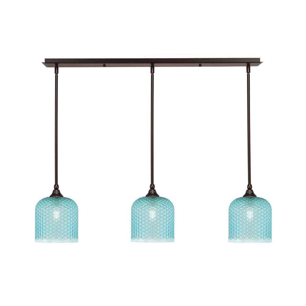 Livingston 100-Watt 3-Light Dark Granite Shaded Pendant Light with 7 in. Tu