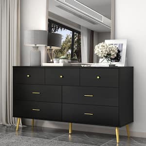 7-Drawer Black Chest of Drawers, 31.5 in. H, 55.9 in. W, 15.7 in. D