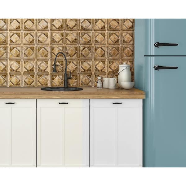 18.5'' x 24.3'' Artnouvo Decorative 3D PVC Backsplash Panels in Bronze 9-Pieces