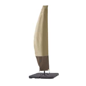 9 ft. to 11 ft. Beige and Brown Patio Umbrella Covers Zippered Waterproof Outdoor Offset, Fit for Cantilever Umbrella