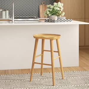 Charlie 25.4 in. Natural Backless Wood Counter Stool with MDF Seat