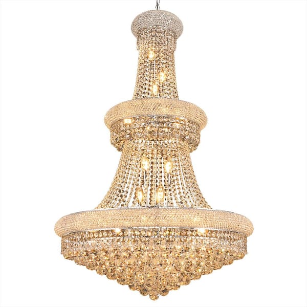 21-Light Chrome Crystal Chandelier Circle Round Chandelier for Dining Living Room Large Room etc. with Bulbs Included