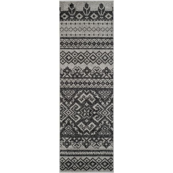 SAFAVIEH Adirondack Silver/Black 3 ft. x 6 ft. Geometric Runner Rug