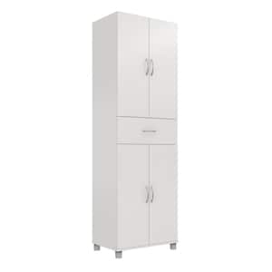 Lonn 23.46 in. x 75.25 in. x 15.4 in. 4 Shelves 1 Drawer Freestanding Cabinet in White