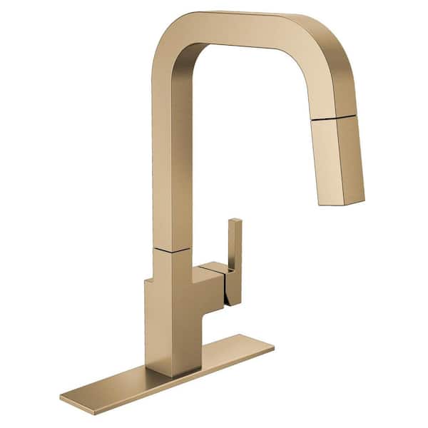 Delta Junction Gold Single Handle Pull Down Sprayer Kitchen Faucet with MagnaTite Docking in Champagne Bronze