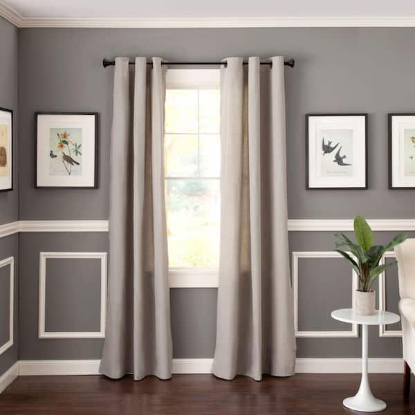 Kenney Irvington 66 in. - 120 in. Telescoping 3/4 in. Curtain Rod Kit in Black with Finial