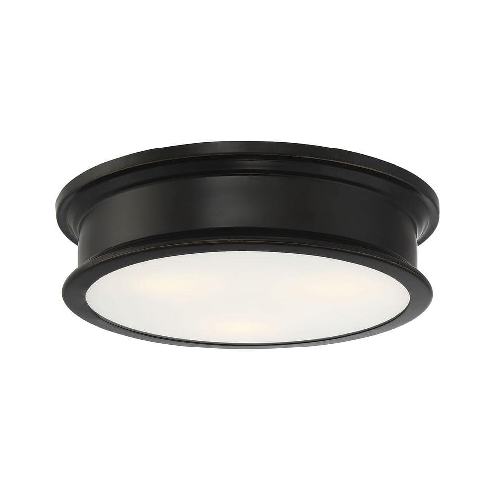 Savoy House Watkins 16 in. W x 4 in. H 3-Light Classic Bronze Flush ...