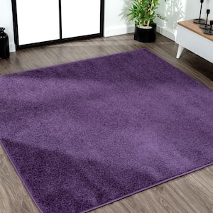 Haze Solid Low-Pile Purple 6' Square Area Rug