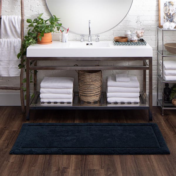 Regency Twilight 24 in. x 60 in. Blue Cotton Machine Washable Bath Mat
