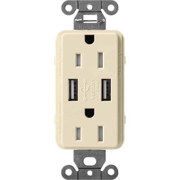 Lutron Claro 15 Amp USB Duplex Outlet, Sand (SCR-15-UBTR-SD)