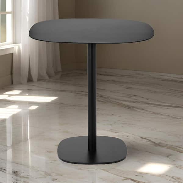 Benjara Liki Black Metal Round 27.5 in. Pedestal Base Dining Table Seats 2