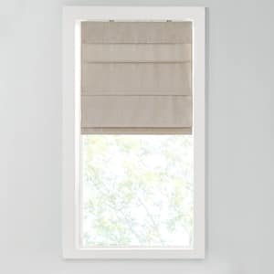 Leo Natural Cordless Polyester Total Blackout Roman Shade 33 in. W x 64 in. L