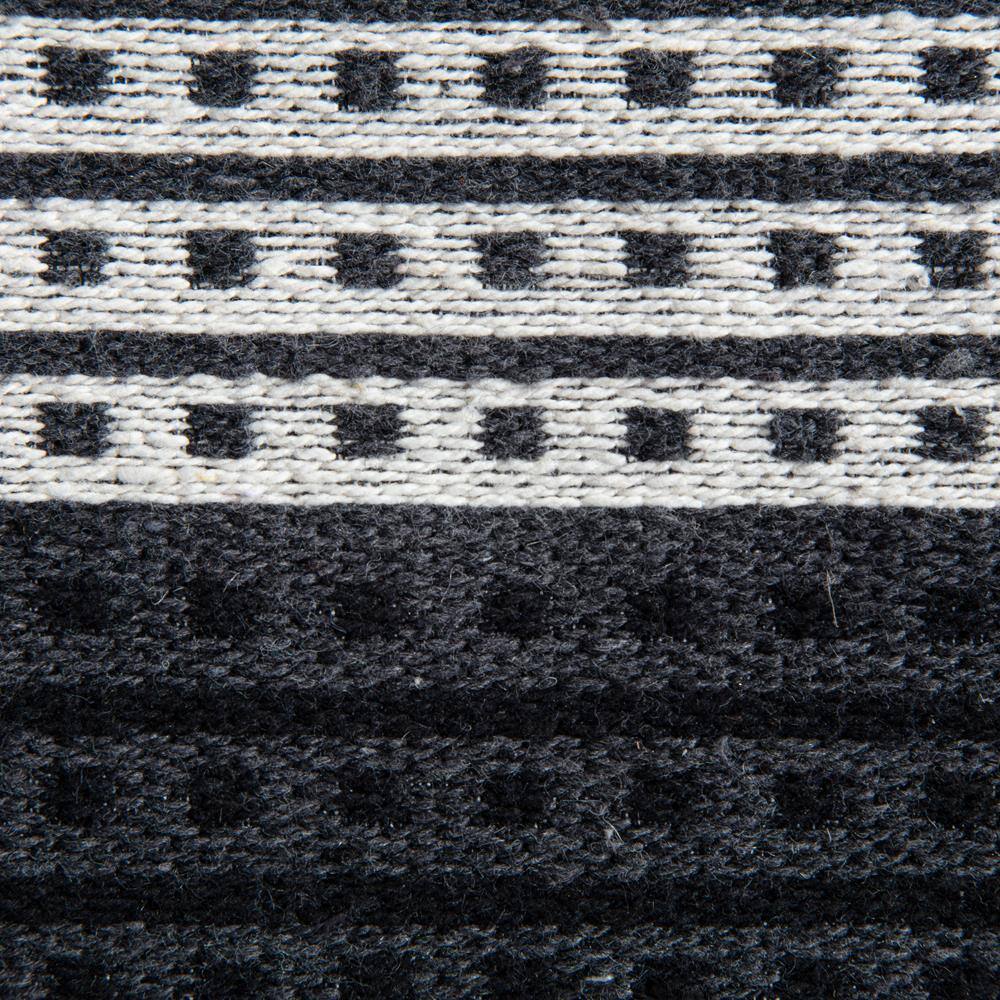 Black and Ivory Square Cotton Pouf Ottoman