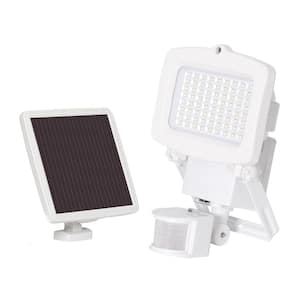 Solar 2000 Lumens White Outdoor Integrated LED Motion Activated Single Head Flood Light