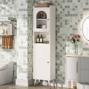 Cindy White Accent Storage Cabinet with 2-Doors for Living Room Bedroom Bathroom