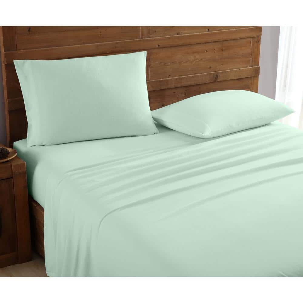 Geraldine 100% Cotton Sage Flannel Twin Sheet Set