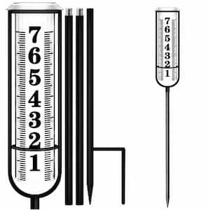 Transparent Plastic Rain Gauge Outdoor Adjustable Height, Accurate Rain Measuring Tool with Metal Frame for Garden