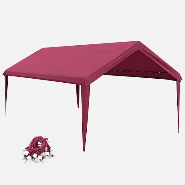 12 ft. x 20 ft. Outdoor Carport Replacement Cover, Heavy Duty Canopy with Ball Bungees (Frame Not Included) Fuchsia Red