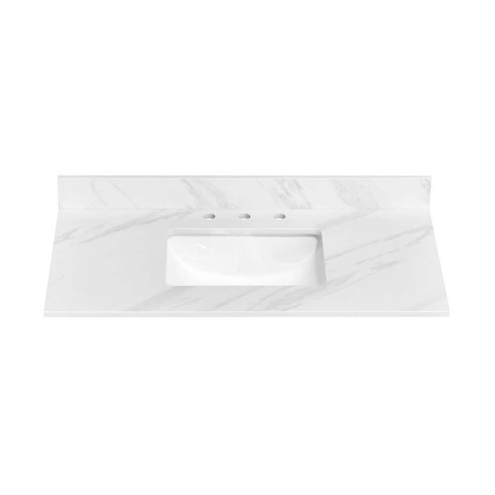 Sierra Veins 42 in. W x 22 in. D Engineered Stone with Rectangular Single Sink Bathroom Vanity Top in White price history on PriceWatchPro