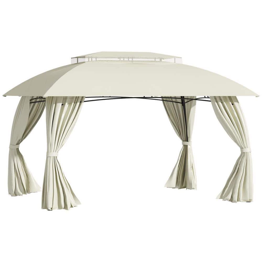 10 ft. x 13 ft. Beige Steel Frame Outdoor Gazebo Canopy with Double Vented Roof and Privacy Curtains price history on PriceWatchPro