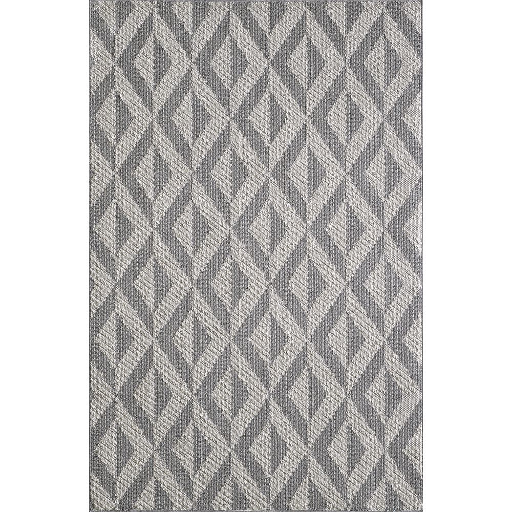 Kas Rugs Terrace Illusion Grey 8 ft. x 10 ft. Indoor/Outdoor Area Rug ...