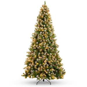 9 ft. Pre-Lit Incandescent Flocked Pre-Decorated Artificial Christmas Tree with 850 Warm White Lights