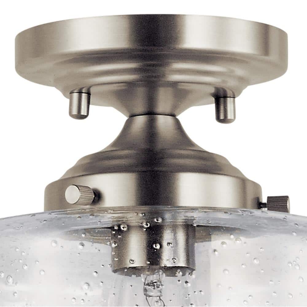 Brushed Nickel 8.5" Semi-Flush Mount with Clear Seeded Glass