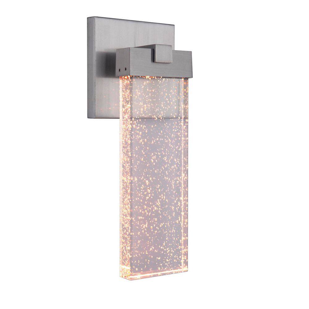 15" Satin Aluminum LED Wall Sconce with Clear Crystal Shade