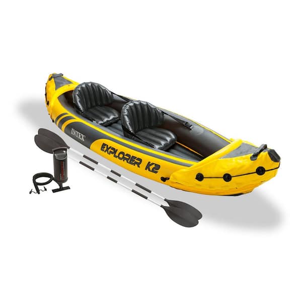 Intex 10. 25 ft. Yellow 2-Person Inflatable Kayak with Oars & Air 