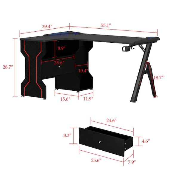 L-Shaped Desk with Hutch, Espresso gaming desk mesa gaming