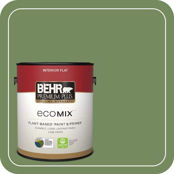 BEHR PREMIUM PLUS 1 gal. #M380-6 Fern Canopy Flat EcoMix Plant-Based ...
