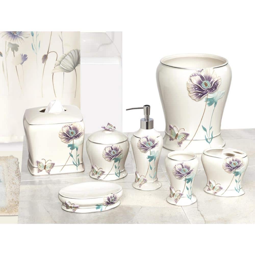 Creative Bath Garden Gate 6 Piece Ceramic Bath Accessory Set With Floral Motif Ggt06lil The Home Depot