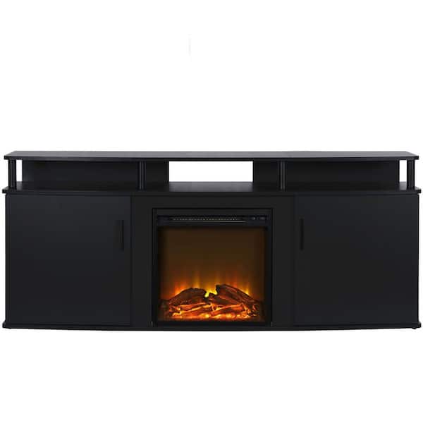 Windsor 63.1 in. Freestanding Electric Fireplace TV Stand in Black, Fits TVs up to 70 in.